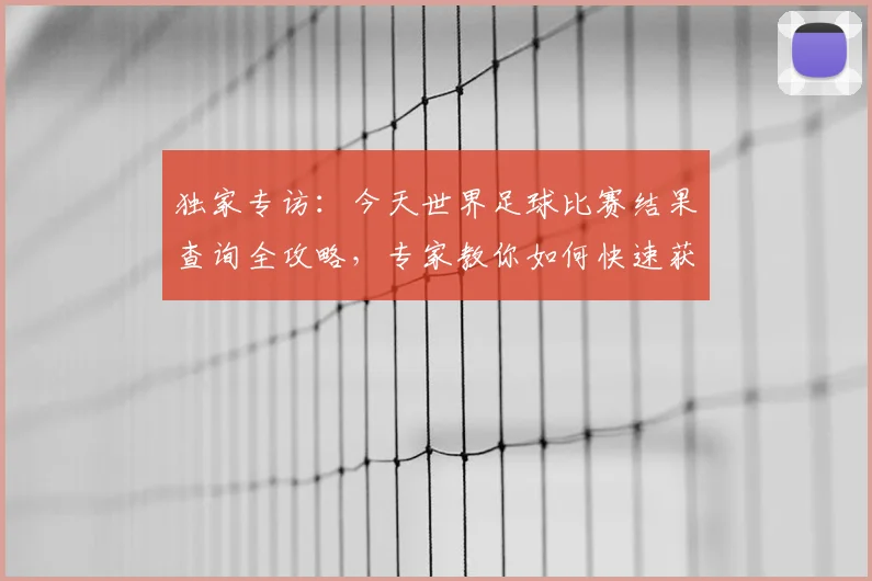 独家专访：今天世界足球比赛结果查询全攻略，专家教你如何快速获取赛况